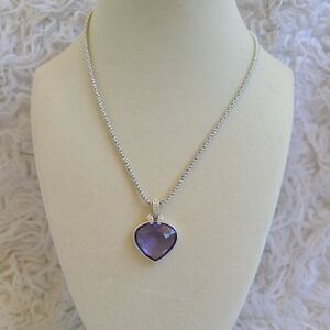 Swarovski Oceanic Purple Heart Pendant Necklace-Great Condition